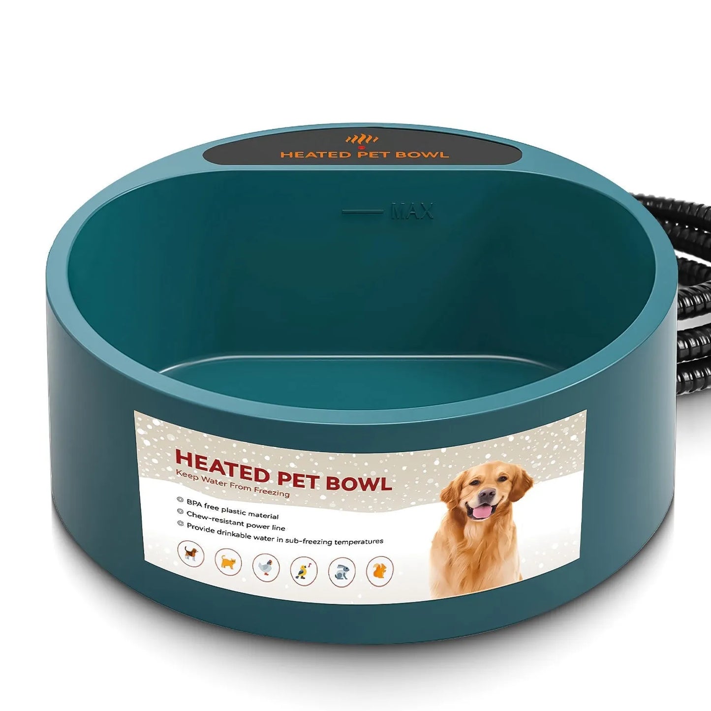GBruno Store - Heated Water Bowl for Dog Cat 74.4OZ Heating Water Dish IP67
