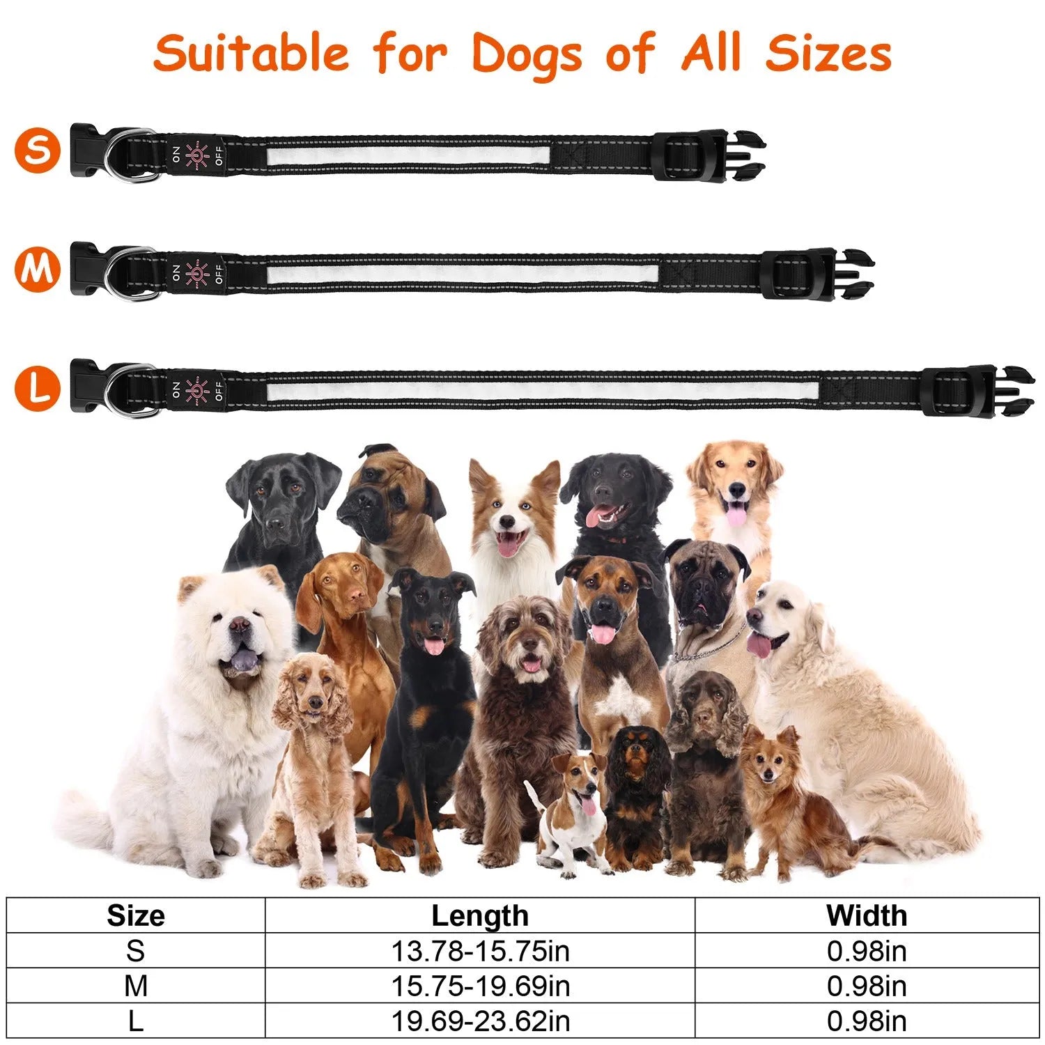 GBruno Store - Light Up Dog Collar LED Dog Collar Safety Night Glowing Dog