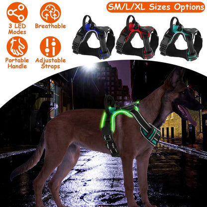 GBruno Store - Light Up Dog Harness Rechargeable LED Dog Harness No Pull - Dog Harness