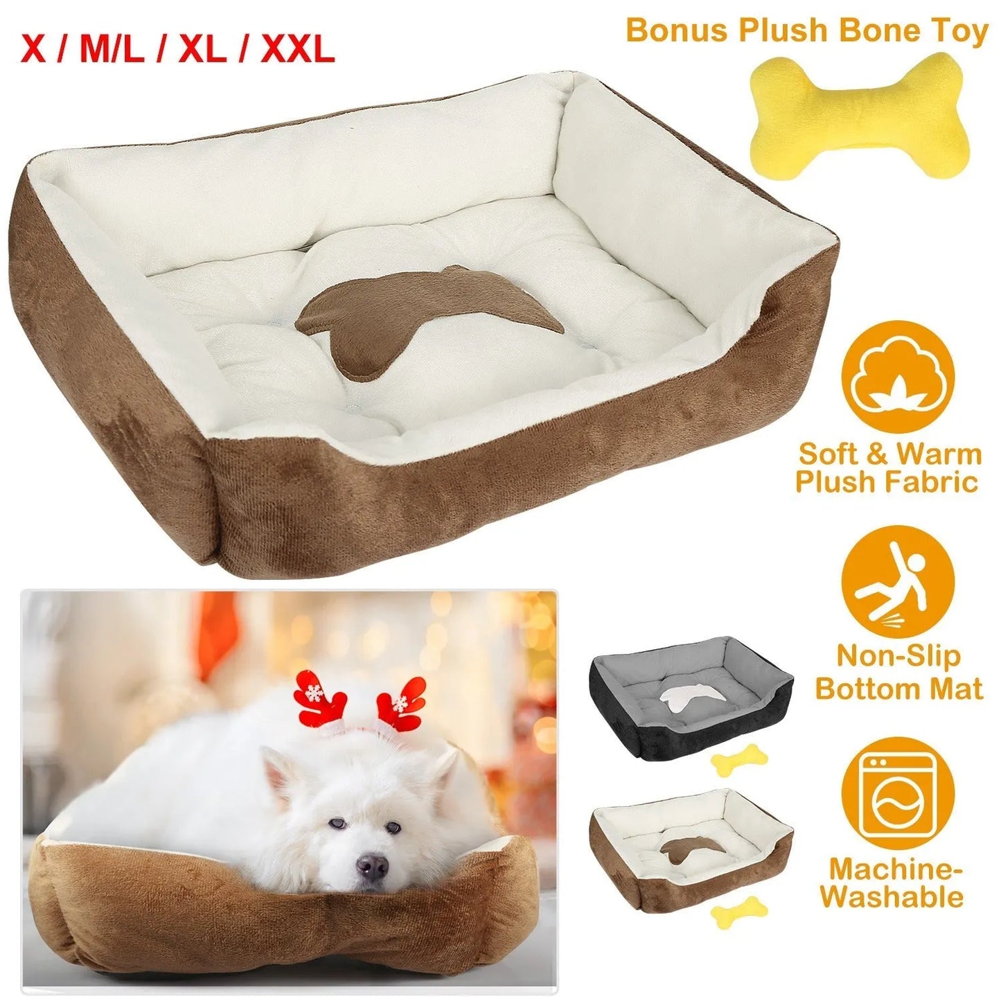GBruno Store - Pet Dog Bed Soft Warm Fleece Puppy Cat Bed Dog Cozy Nest