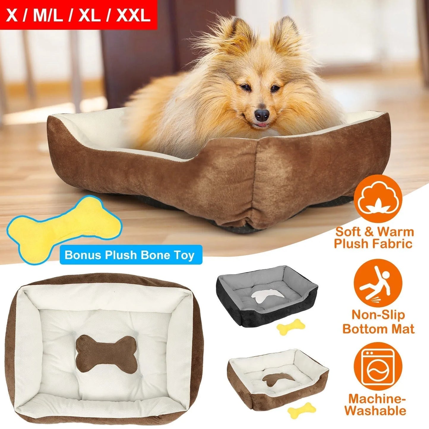 GBruno Store - Pet Dog Bed Soft Warm Fleece Puppy Cat Bed Dog Cozy Nest - Beds
