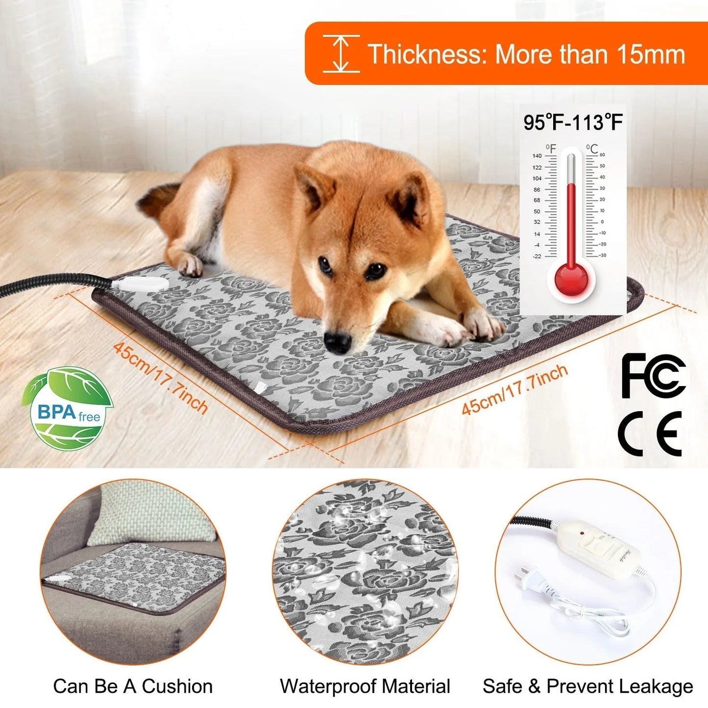 GBruno Store - Pet Heating Pad Dog Cat Electric Heating Mat Waterproof