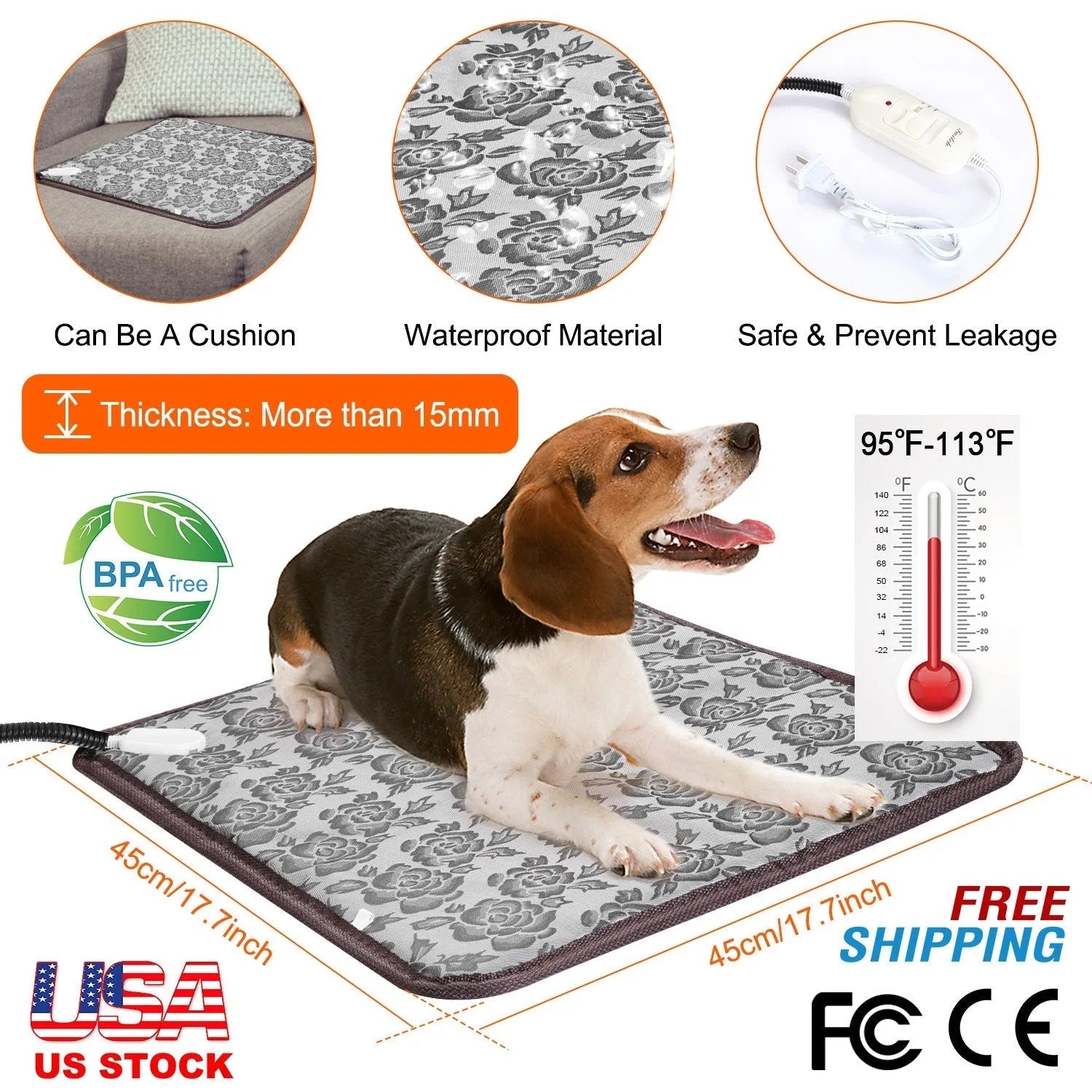 GBruno Store - Pet Heating Pad Dog Cat Electric Heating Mat Waterproof