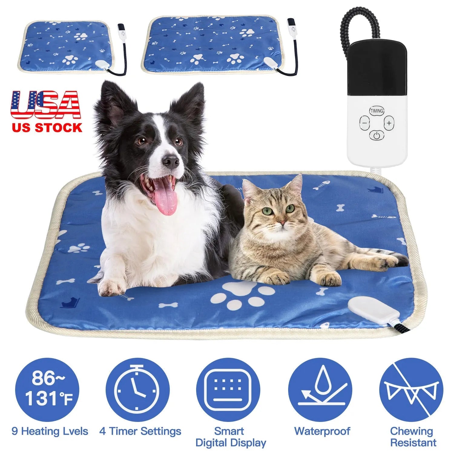 GBruno Store - Pet Heating Pad Electric Dog Cat Heating Mat Waterproof