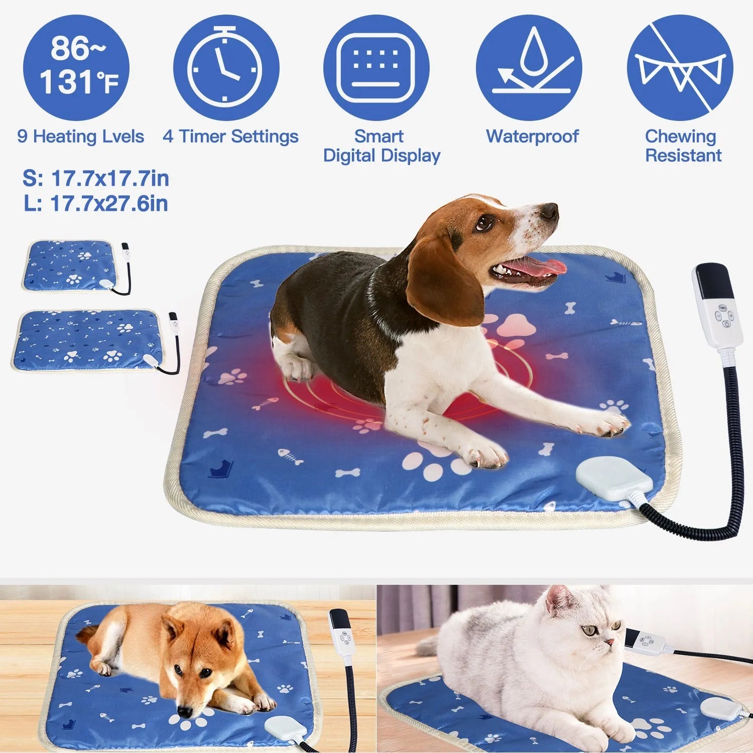 GBruno Store - Pet Heating Pad Electric Dog Cat Heating Mat Waterproof