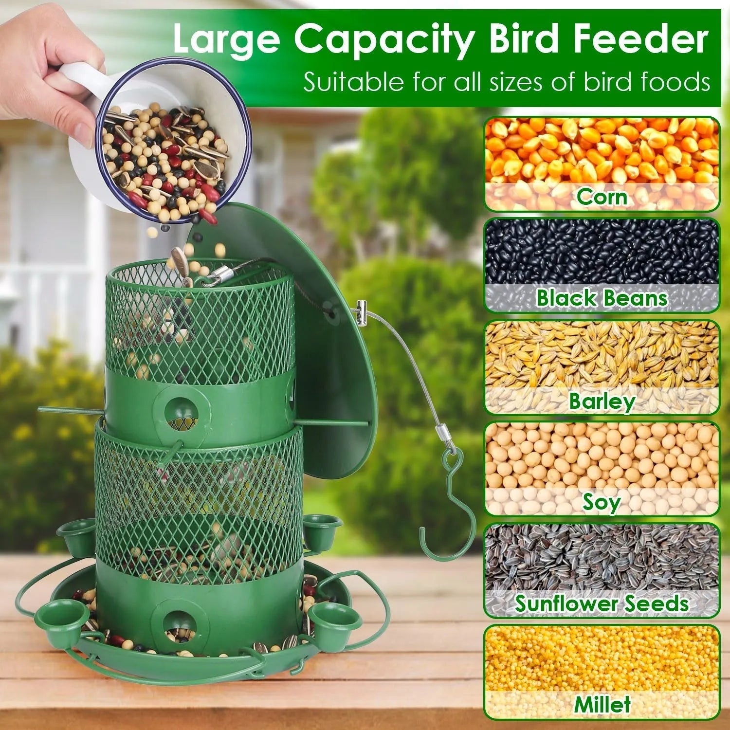 GBruno Store - Wild Bird Feeder Squirrel-Proof Chew-Proof Metal Bird Seed Feeder Outdoor Hanging Bird Feeder With 360¡ Cir...