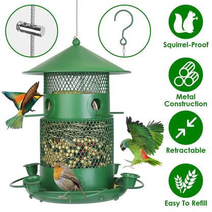 GBruno Store - Wild Bird Feeder Squirrel-Proof Chew-Proof Metal Bird Seed Feeder Outdoor Hanging Bird Feeder With 360¡ Cir...