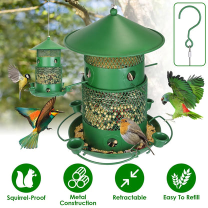 GBruno Store - Wild Bird Feeder Squirrel-Proof Chew-Proof Metal Bird Seed Feeder Outdoor Hanging Bird Feeder With 360¡ Cir...