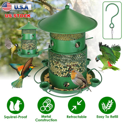 GBruno Store - Wild Bird Feeder Squirrel-Proof Chew-Proof Metal Bird Seed Feeder Outdoor Hanging Bird Feeder With 360¡ Cir...