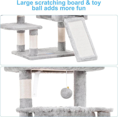 Purrfect Pet Kingdom Gray Cat Tree with Multiple Levels & Hammock Purrfect Pet Kingdom