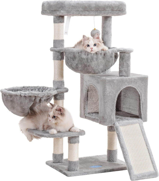 Purrfect Pet Kingdom Gray Cat Tree with Multiple Levels & Hammock 35.4 inch Purrfect Pet Kingdom