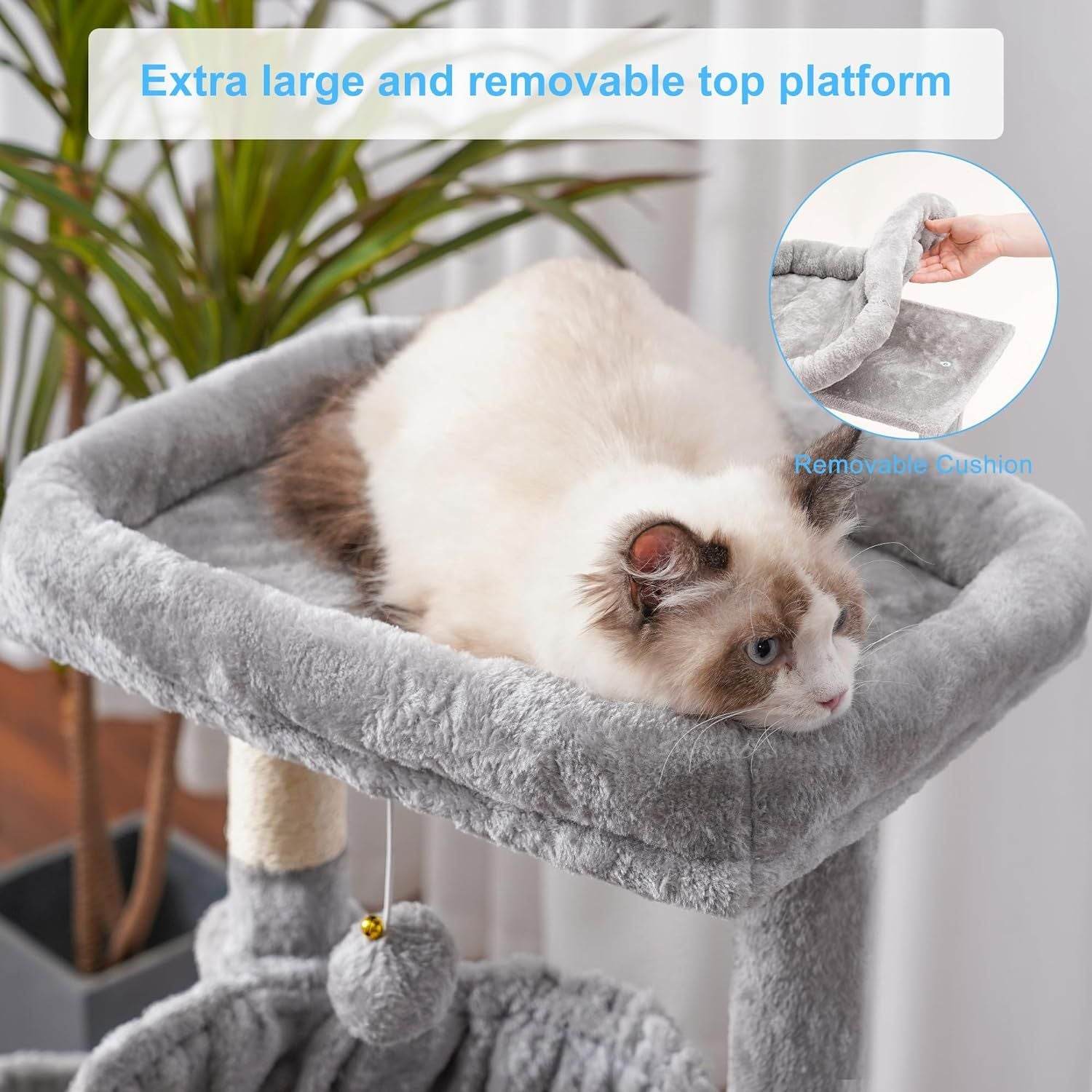 Purrfect Pet Kingdom Gray Cat Tree with Multiple Levels & Hammock Purrfect Pet Kingdom
