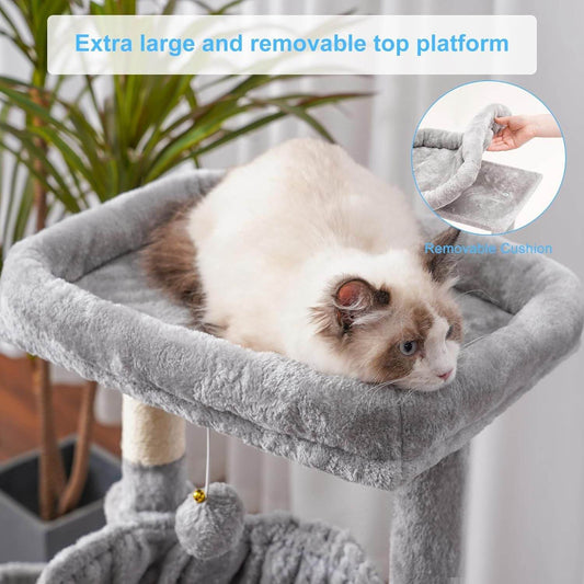 Purrfect Pet Kingdom Gray Cat Tree with Multiple Levels & Hammock Purrfect Pet Kingdom