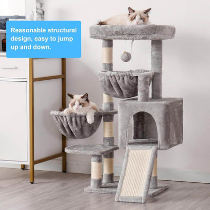 Purrfect Pet Kingdom Gray Cat Tree with Multiple Levels & Hammock Purrfect Pet Kingdom