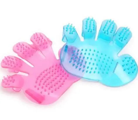 Purrfect Pet Kingdom pink and blue Pet Grooming Glove for brushing and detangling pet fur