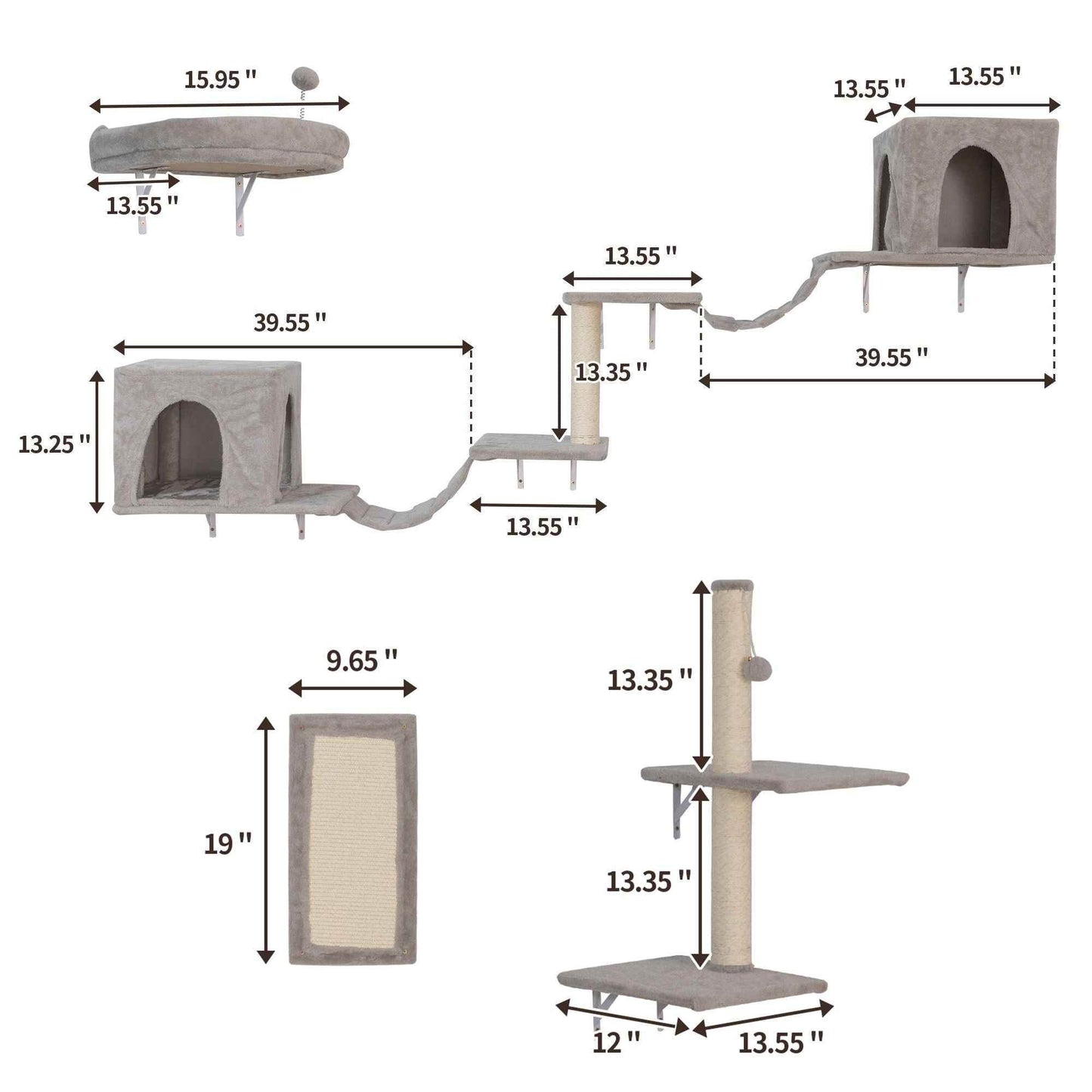 Purrfect Pet Kingdom Wall Mounted Cat Perch Set Purrfect Pet Kingdom
