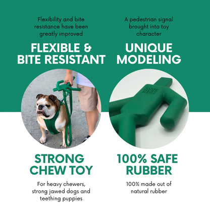 Go Signal Ultra-Durable Natural Rubber Dog Chew Toy by Come Here Buddy, medium size, budget-friendly, chew-resistant design.