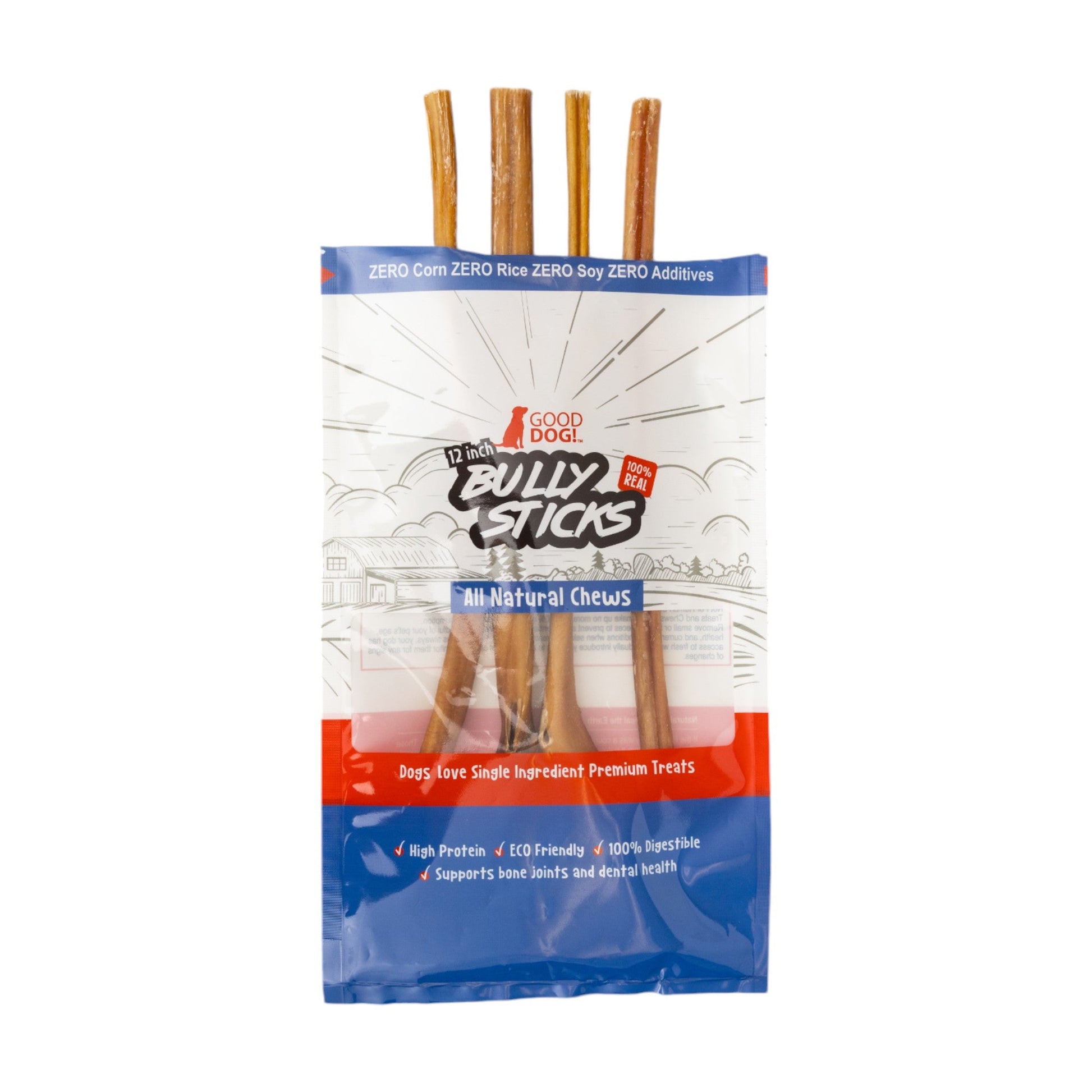 Purrfect Pet Kingdom nutrient rich dog chews 4 pack with all-natural bully sticks for healthy dog treats