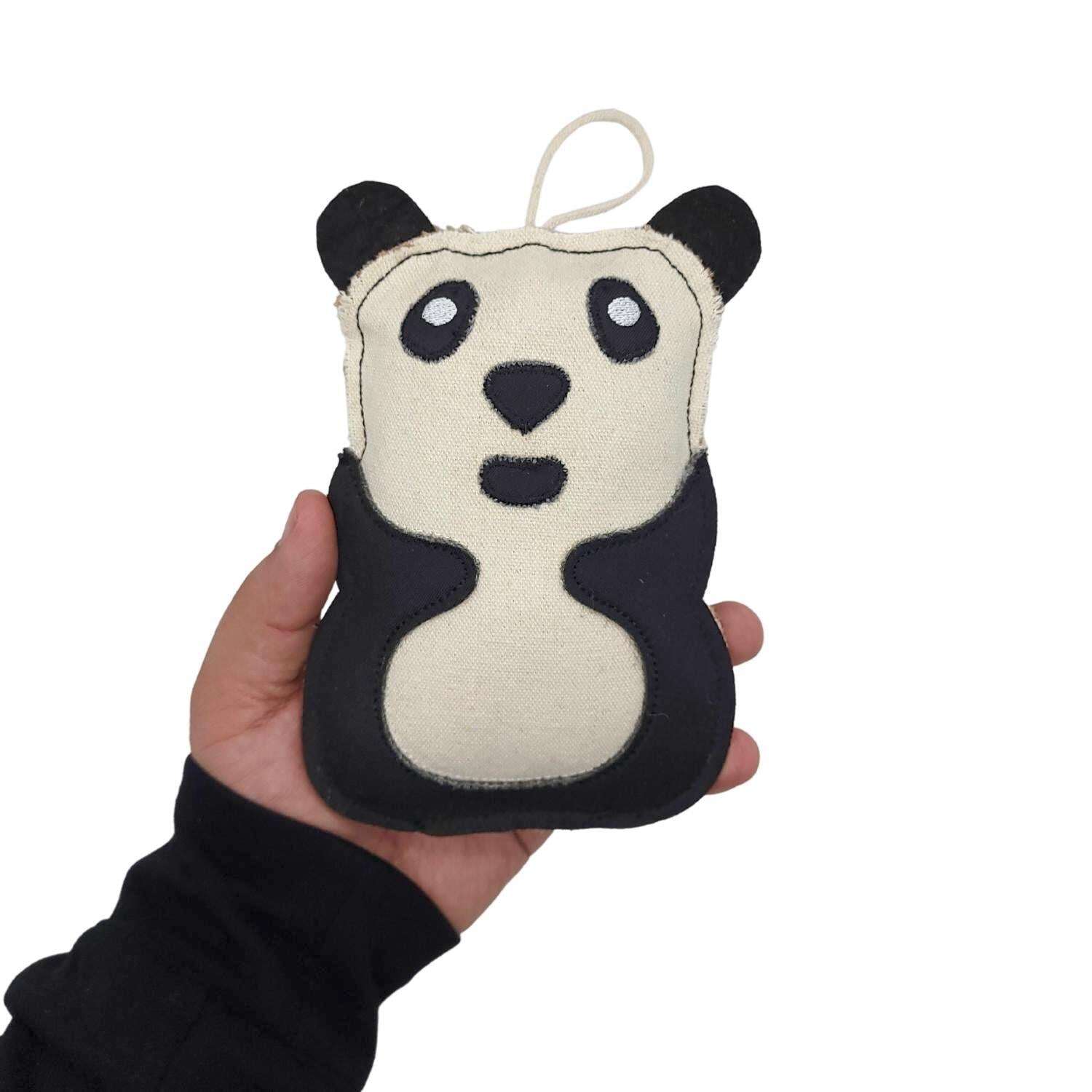Soft plush panda-shaped safe chew toy for dogs with a durable design for playful pets