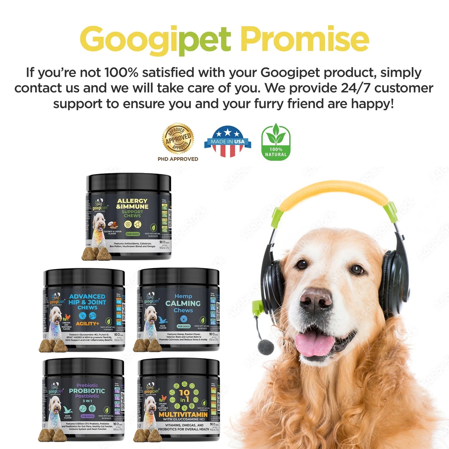 Googipet - Allergy & Immune Support Chews for Dogs (Coconut & Carob Flavor) - Vitamins & Supplements