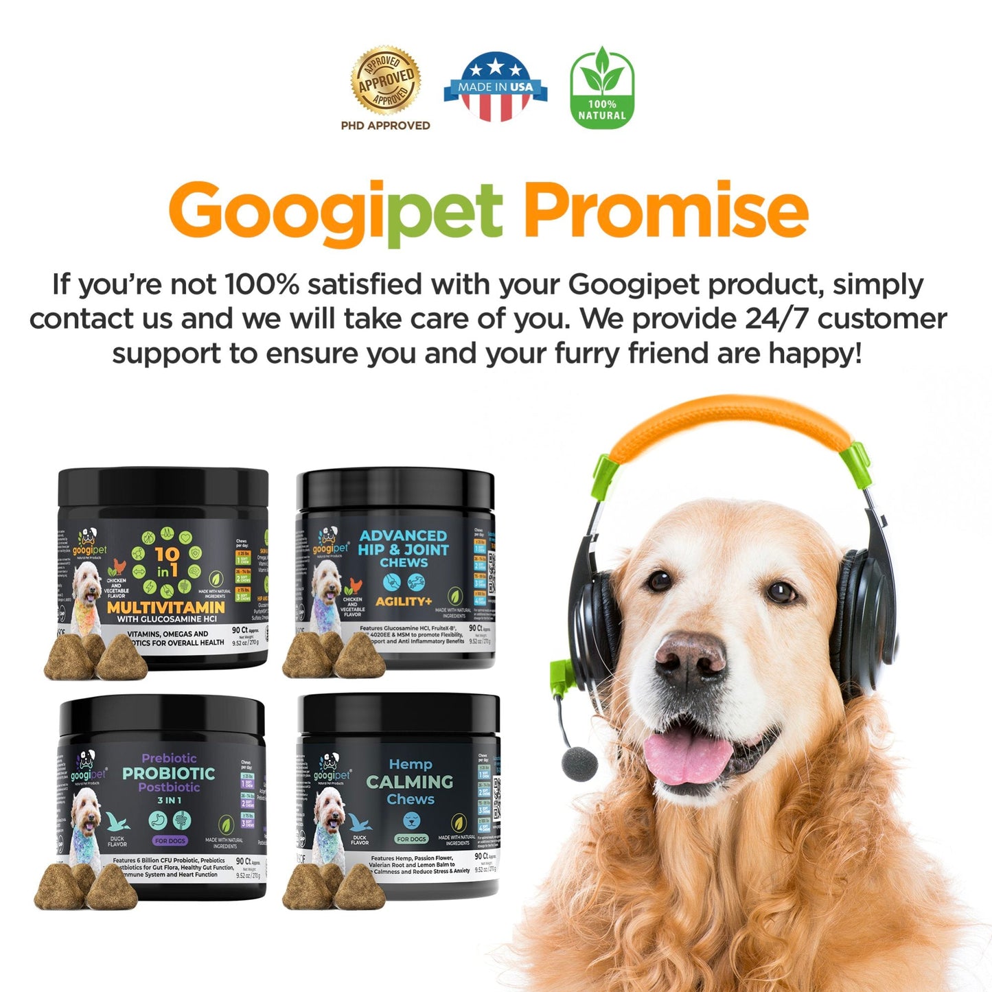 Googipet dog supplements peanut butter pumpkin flavor for overall pet health and wellness
