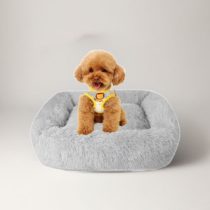 Washable Dog Bed Gray Plush Soft Cats Dogs 🛏️