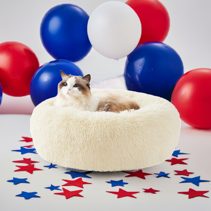Calming Donut Dog Bed Anti-Anxiety Round Plush 🛏️