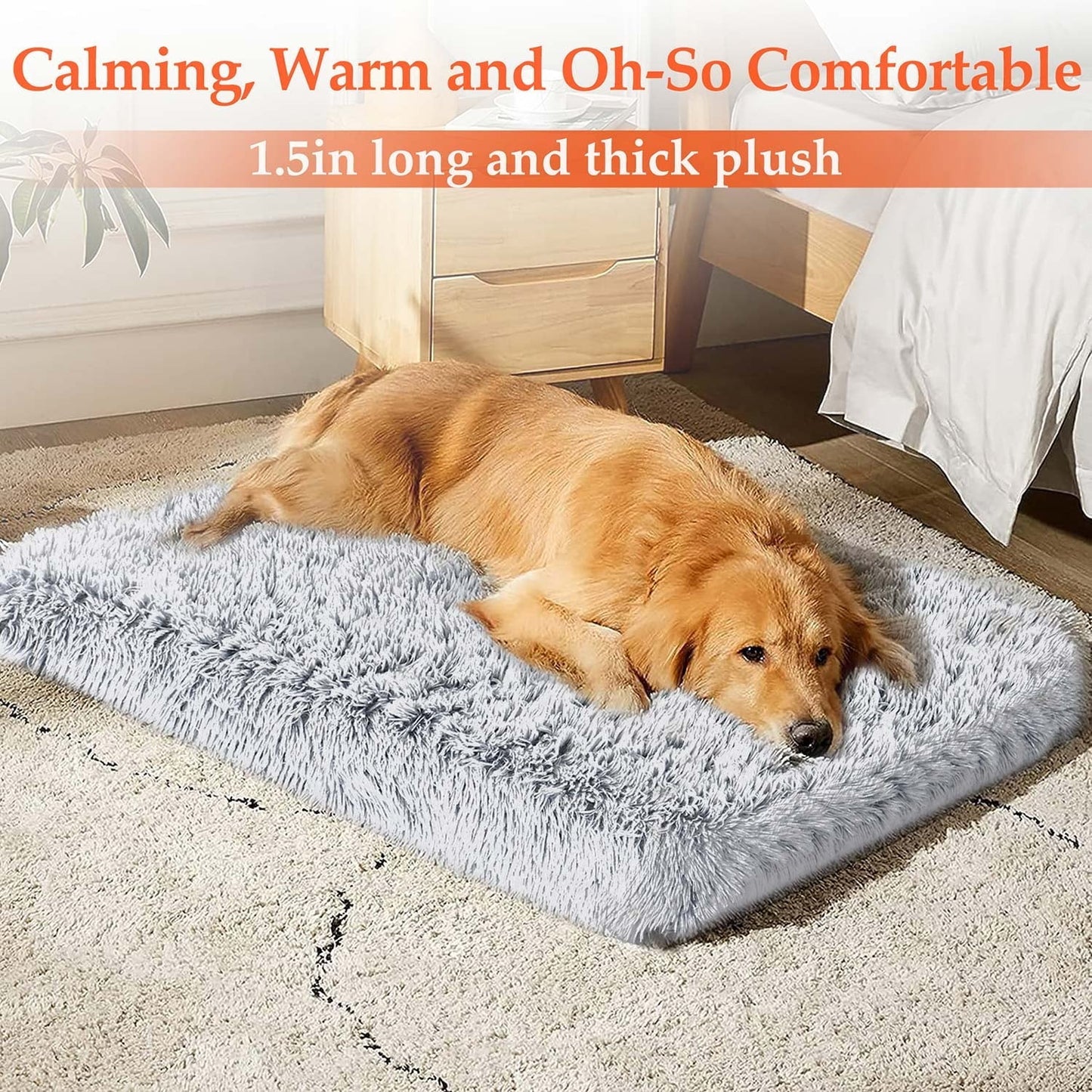 Gray large pet bed orthopedic with plush design for ultimate comfort and support