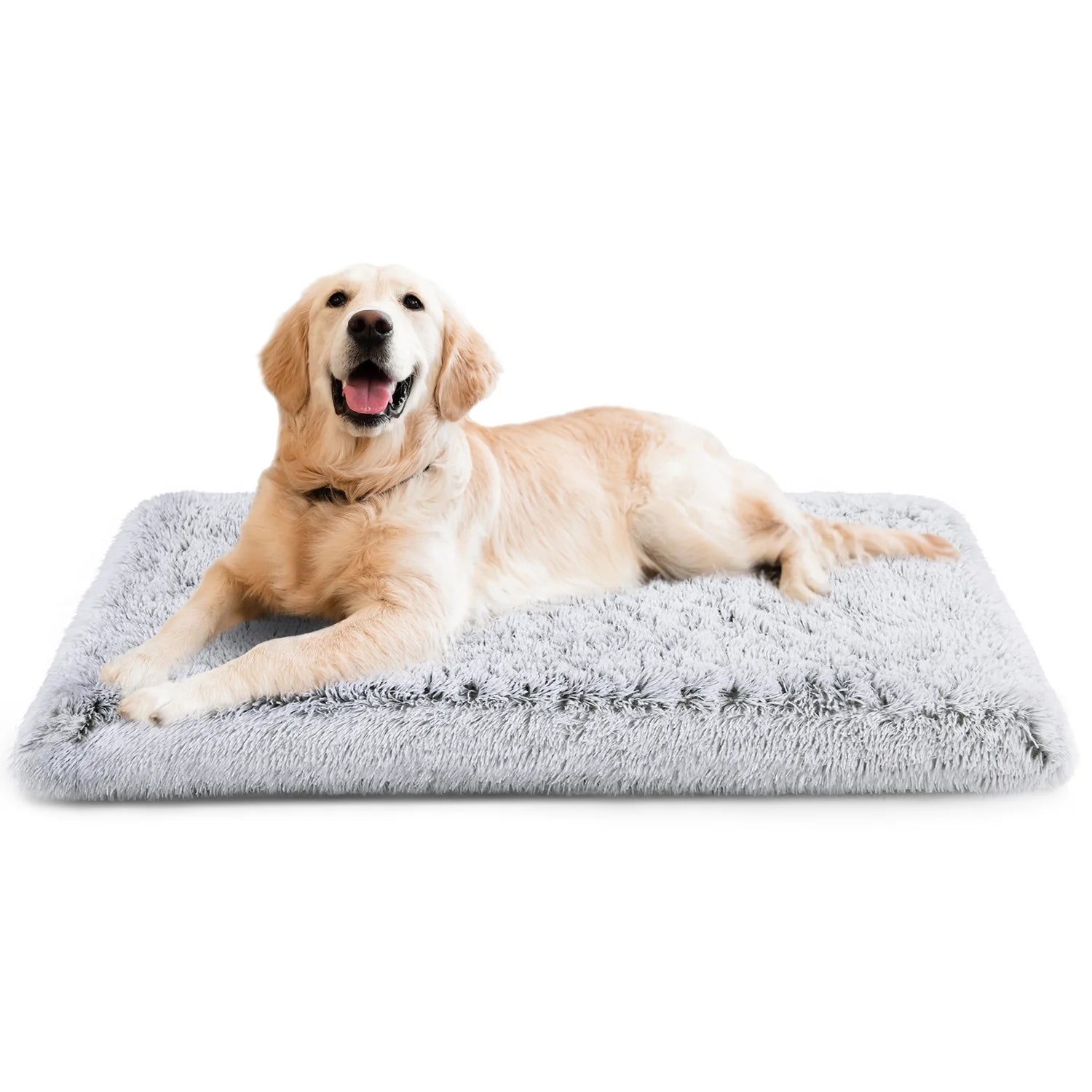 Gray large pet bed orthopedic for dogs with plush fur for comfort and support