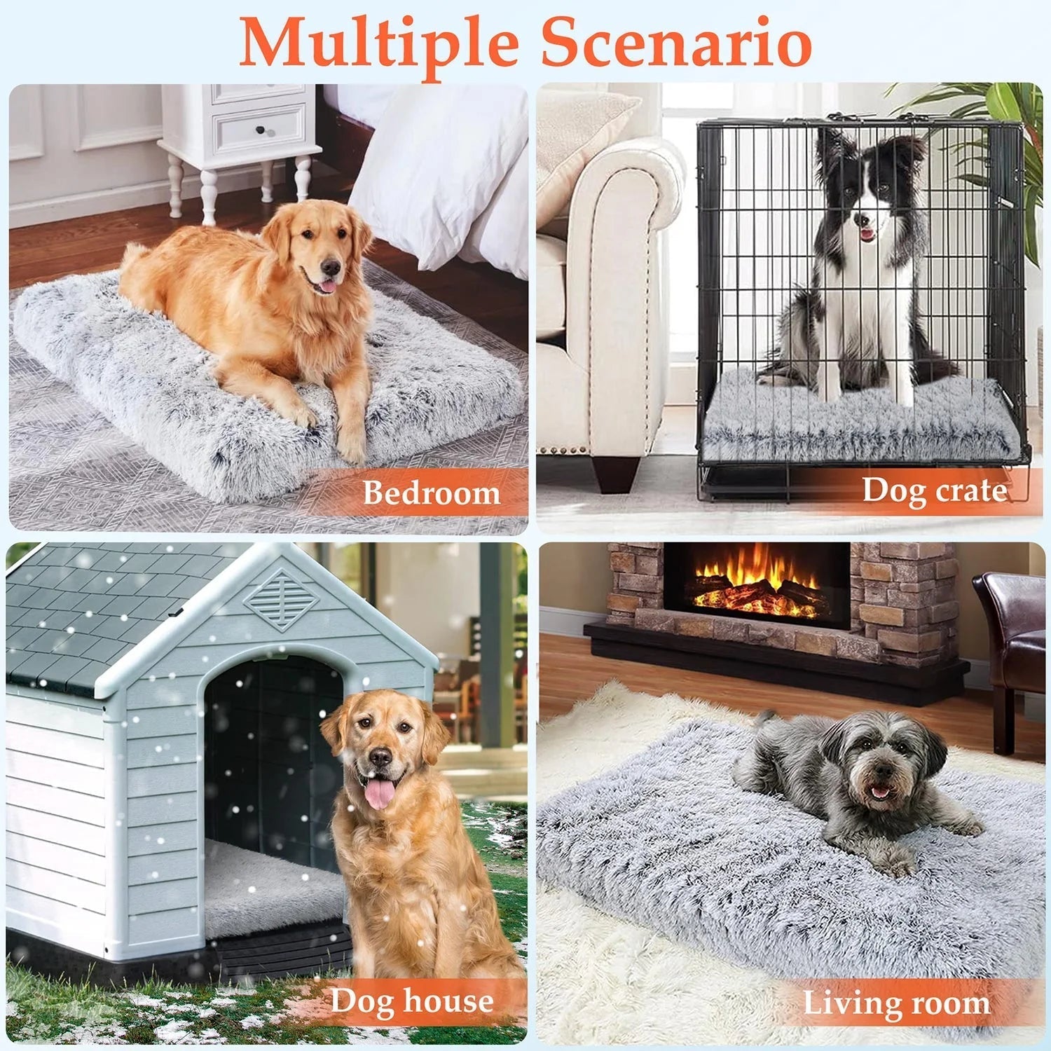 Gray large pet bed orthopedic for comfortable use in bedroom, dog crate, dog house, and living room