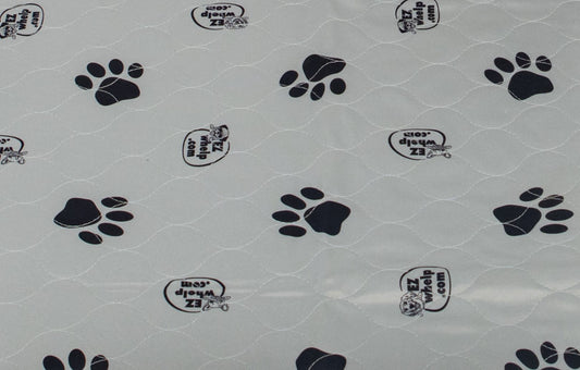 EZwhelp gray paw print pet mat with a quilted design for dog crate comfort
