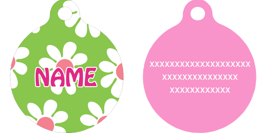 Green Daisy HD Dog ID Tag
