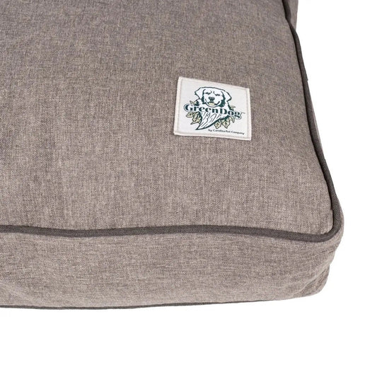 Luxury dog bed neutral green with soft fabric and durable stitching for ultimate comfort