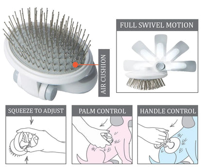 Gyrater Swivel Travel Pet Pin Brush by Purrfect Pet Kingdom®, compact design, ideal for easy grooming, priced at $16.99.
