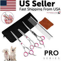 Pet Dog Grooming Scissors Stainless Straight Curved Thinning