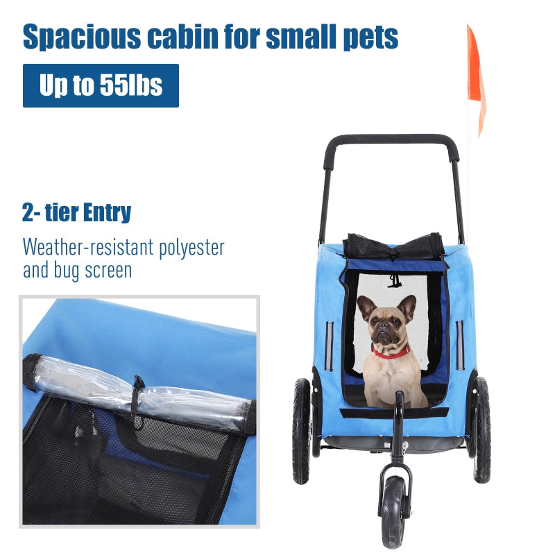 2-in-1, 3 Wheel Pet Jogging Stroller Bike Trailer - Purrfect Pet Kingdom