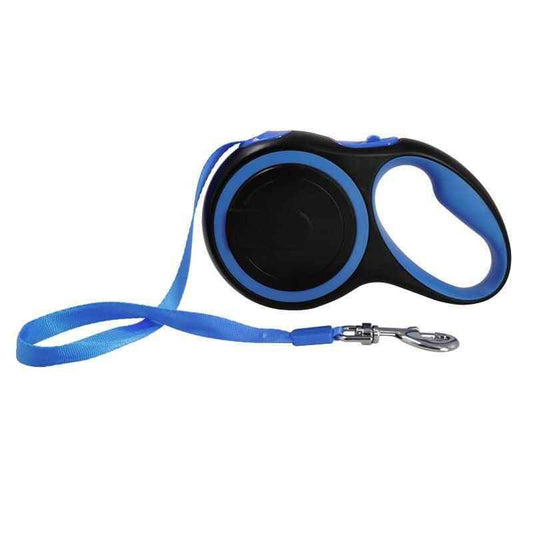 Purrfect Pet Kingdom blue and black retractable hands-free dog walking leash with comfortable grip handle