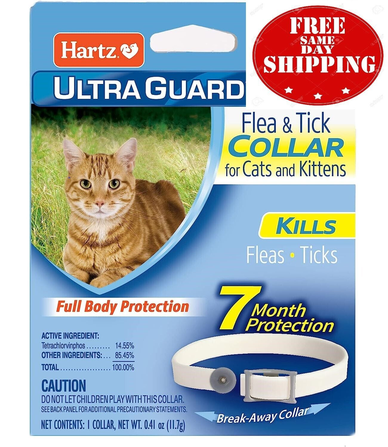 Hartz UltraGuard Flea & Tick Collar for Cats and Kittens offering fleas and ticks protection for kittens with 7 months effectiveness