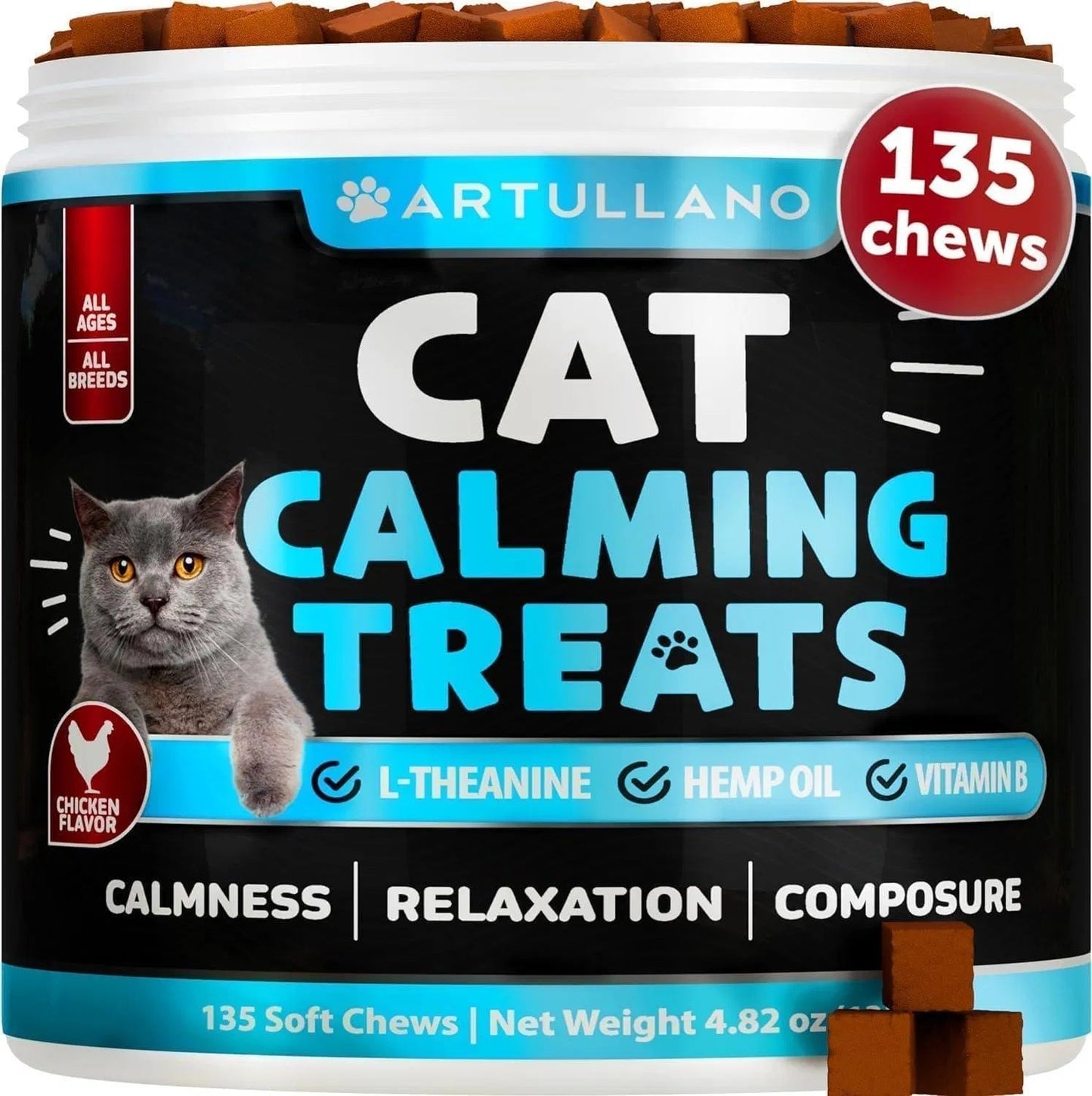 Hemp Cat Calming Treats For Stress & Anxiety Relief Cat Kittens Melatonin - Purrfect Pet Kingdom