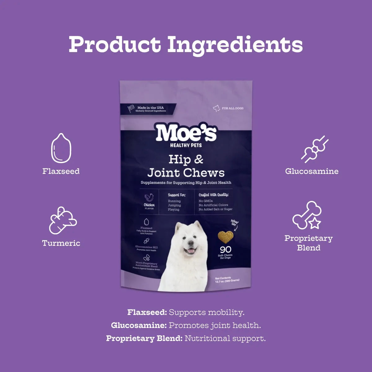 Hip & Joint Chews by Purrfect Pet Kingdom, 27.99, a natural supplement for pets, featuring a chewy texture, ideal for join...