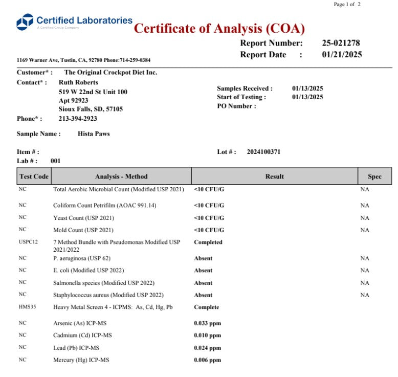 Pet Supplement-Hista Paws Quercetin Allergy & Immune Relief