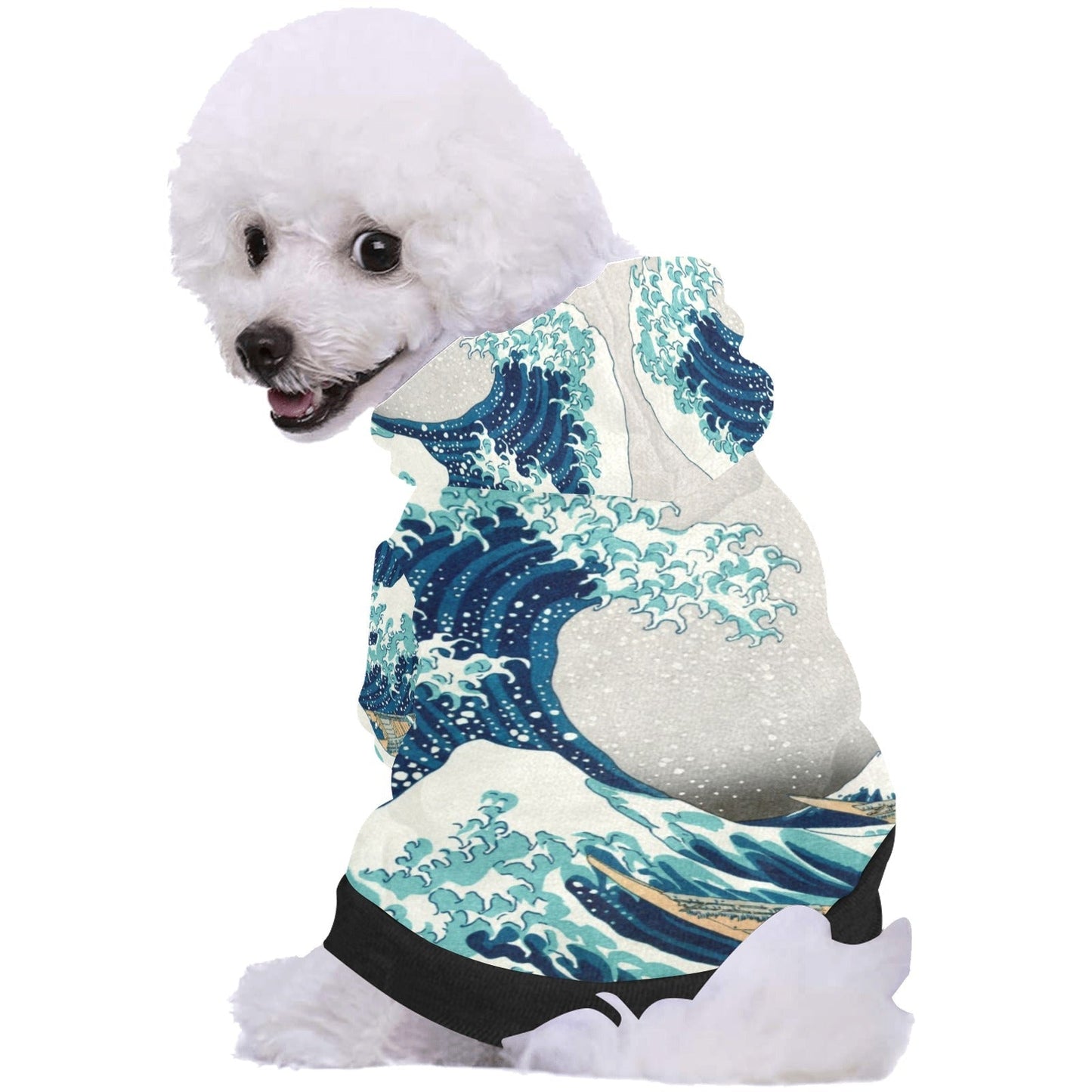 Pet Apparel Hokusai Great Wave Off Kanagawa Button Hoodie - detail product image for pet apparel