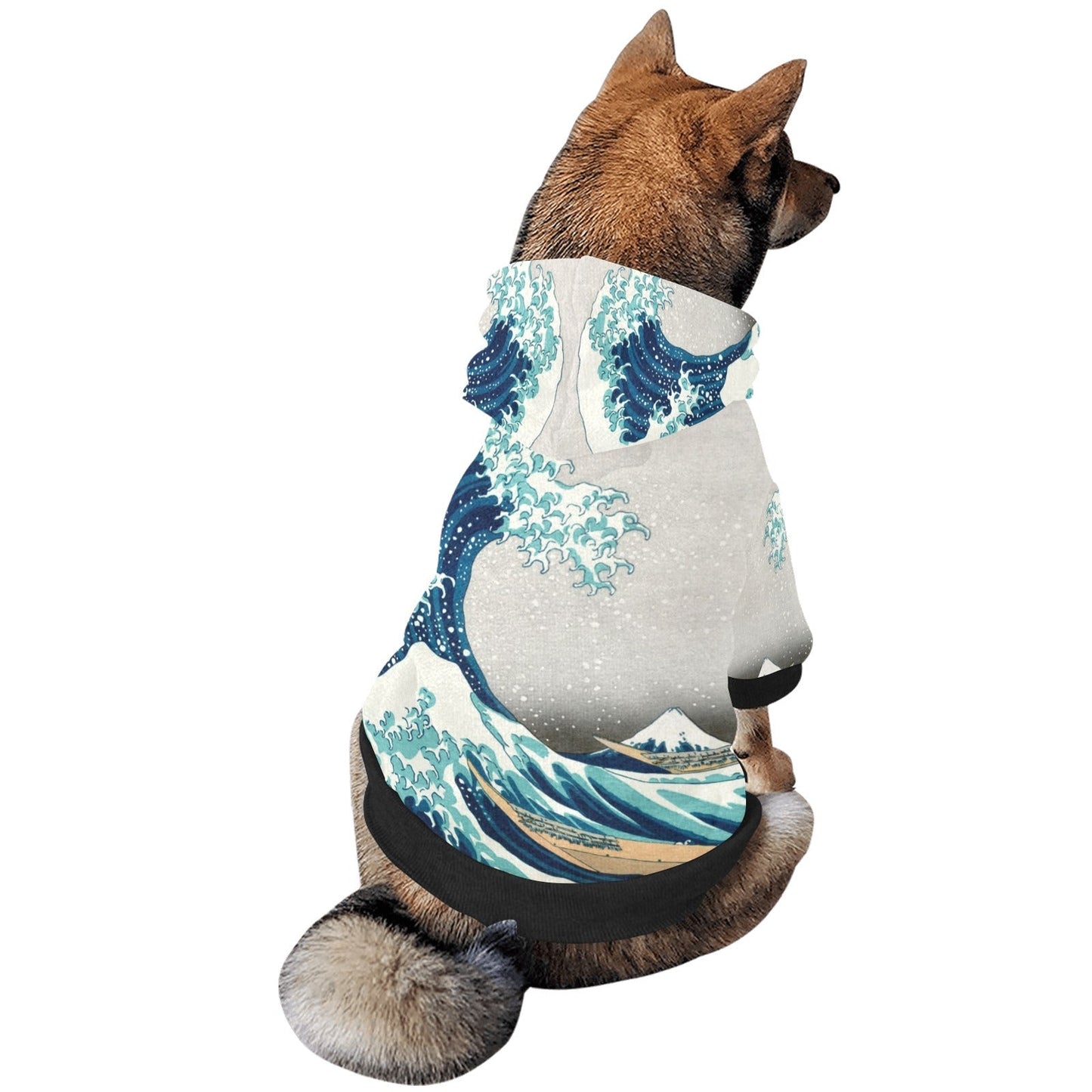 Pet Apparel Hokusai Great Wave Off Kanagawa Button Hoodie - size and texture image for pet apparel