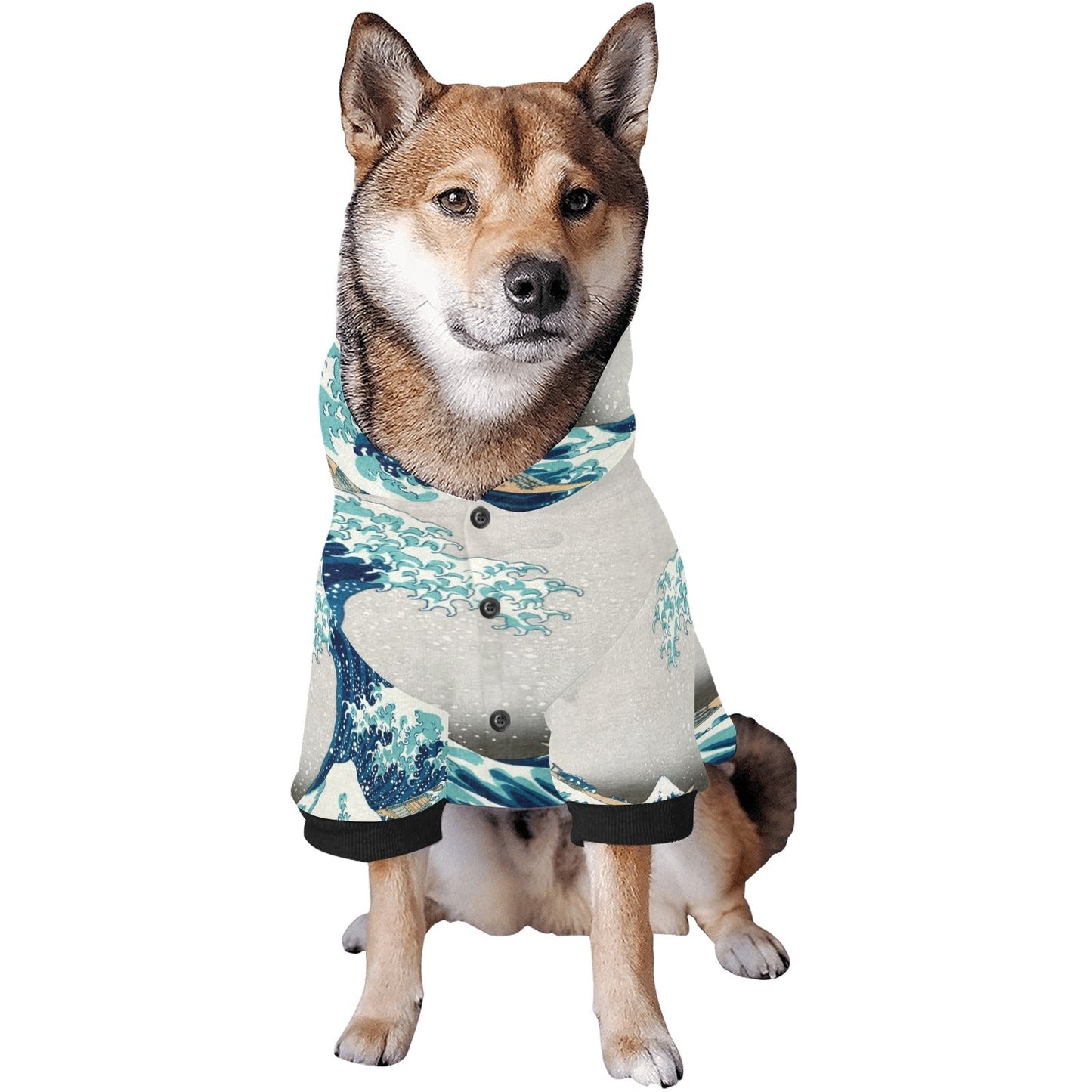 Pet Apparel Hokusai Great Wave Off Kanagawa Button Hoodie - gallery product image for pet apparel