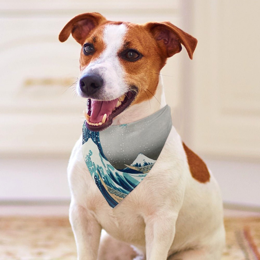 Pet Supply Hokusai Great Wave Off Kanagawa Scarf for Comfort - close up product image for pet supply