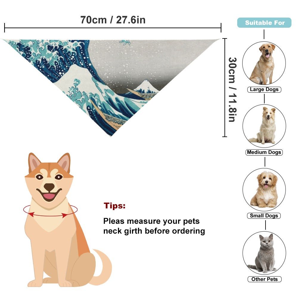 Pet Supply Hokusai Great Wave Off Kanagawa Scarf for Comfort - lifestyle product image for pet supply