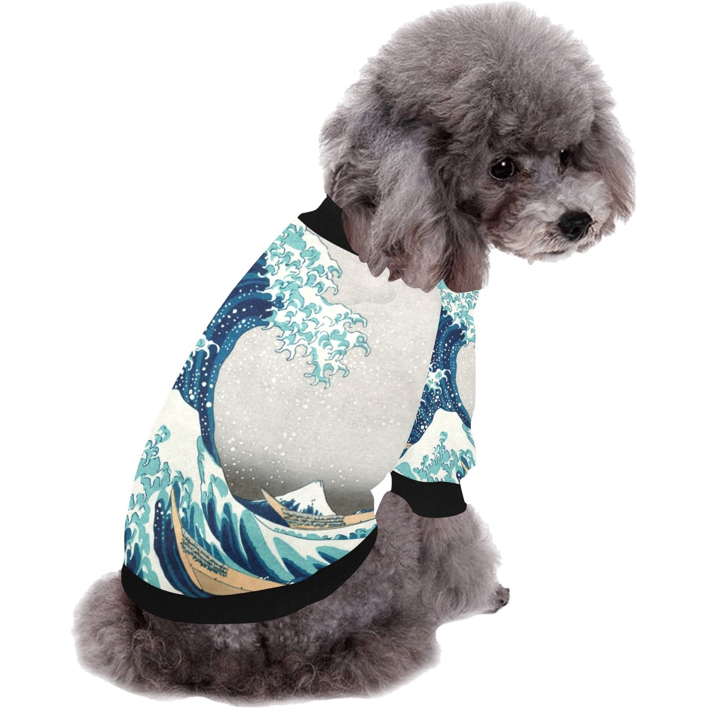 Pet Apparel Hokusai Great Wave Off Kanagawa Round Neck Shirt - detail product image for pet apparel