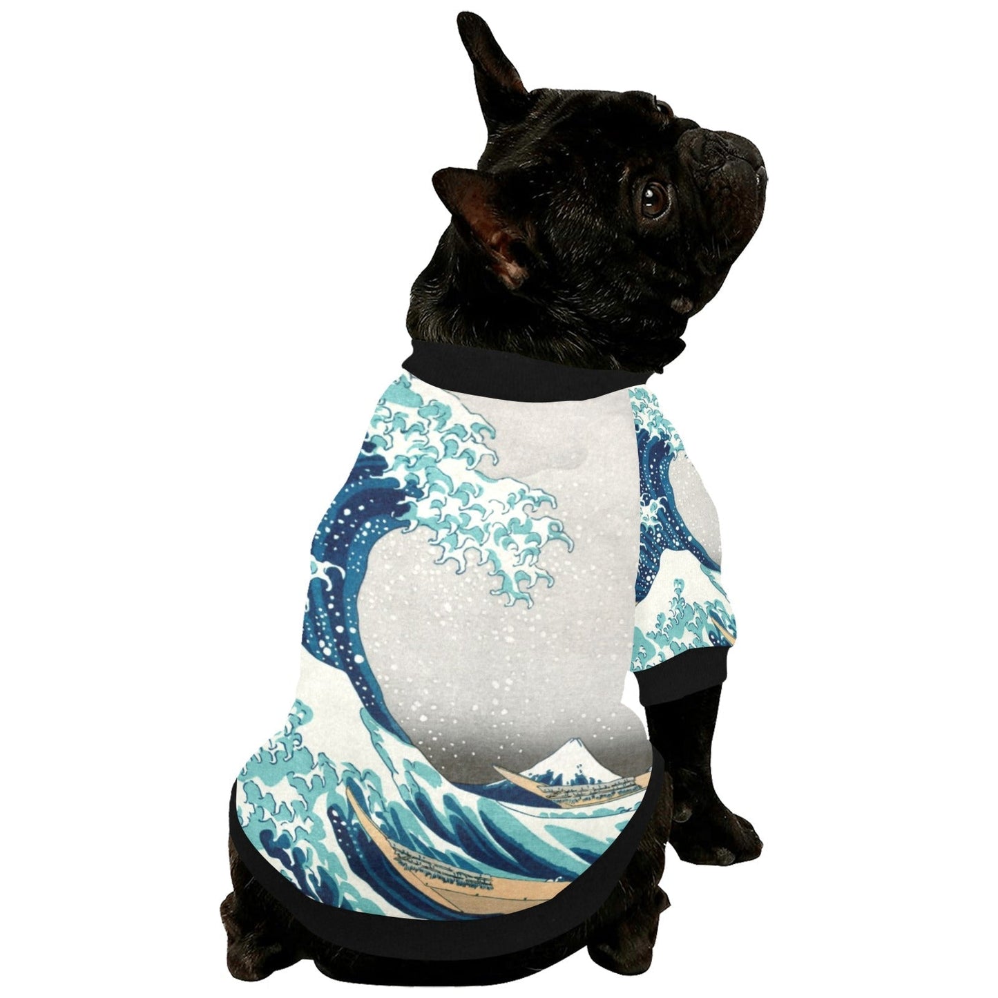 Pet Apparel Hokusai Great Wave Off Kanagawa Round Neck Shirt - size and texture image for pet apparel