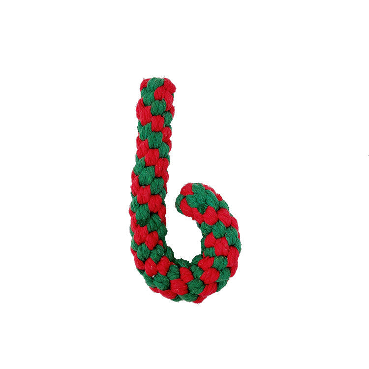 Colorful Holiday Pet Gifts for Dogs: Red and Green Braided Rope Toy for Chewing and Play
