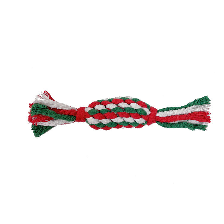 Colorful Holiday Pet Gifts for Dogs, Braided Rope Toy in Red, Green, and White for Festive Chewing Fun
